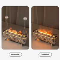 Diffuseur d'arômes à flamme ultrasonique 280 ml, diffuseur d'arômes à double buse avec lumière de flamme, machine d'aromathérapie méduse