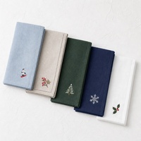 Serviettes en coton brodé 100% lin, serviettes personnalisées rectangulaires, faites à la main, classiques, pour la maison et l'avion, avec logo décoratif