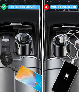 Cable <span class=keywords><strong>USB</strong></span> C de nailon autoenrollable de 66W, 1m, 3A, con accesorios de organización trenzados, carga rápida para cámaras y auriculares - Product Image 4