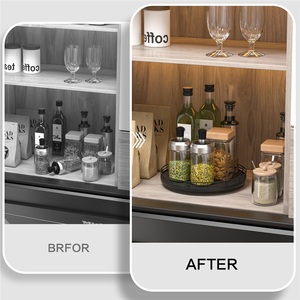 Modern Double Tier Kitchen Organizer Stainless Steel Waterproof Countertop Seasoning <b>Rack</b> with Rotatable Turntable Storage - Product Image 2