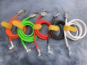 Thiết kế mới 180 độ xoay Kẽm hợp kim tùy chỉnh Silicone mềm USBA USB C Micro usbl sạc cáp với chỉ số ánh sáng - Product Image 6