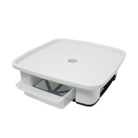 Alas Pot Plastik Plafarm Multifungsi Putih Persegi PP Alas Pot Bunga Nampan Tetesan Air 22.5cm Model JWPL0076