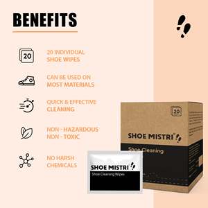 ผ้าเช็ดทำความสะอาดรองเท้าแบบทันที Shoe Mistri 20 ชิ้น ขจัดคราบสกปรก ปลอดภัยสำหรับหนัง หนังกลับ ผ้าใบ ผ้าตาข่าย และผ้าถัก - Product Image 3