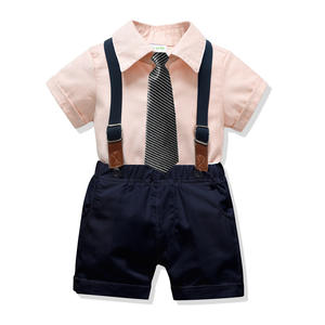 Ropa Formal para Bebés, Traje con Tirantes y Pantalones para Niños, con Camisa Rosa de China - Product Image 1