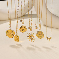 Collier pendentif tournesol tendance Novirassine en gros, étanche, imitation perle et coquillage, longue chaîne plaqué or 18 carats en acier inoxydable