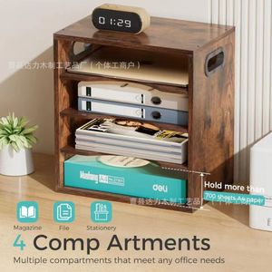 Organizador de archivos de madera de varios niveles, 4 capas con asas para escritorio de oficina, documentos, correo, estante de almacenamiento - Product Image 2