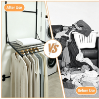 Porte-vêtements sans perçage à suspendre sur la porte, étagère de rangement murale pour salle de bain, cuisine, chambre, organisateur domestique