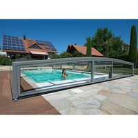 Pergola pliante rétractable légère et moderne en alliage d'aluminium et verre, avec éclairage LED, revêtement poudré, écologique, résistante à la rouille, pour jardin