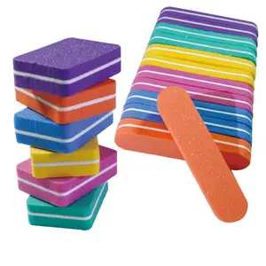 Mini lixa de unha colorida com blocos de dois lados, mini lixa de unha de esponja e lixa para polimento