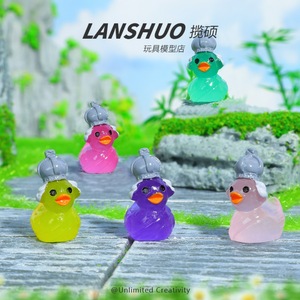 Lanshuo Resin <b>Duck</b> Ornament Miniature 3D Glowing Cartoon Style Aquarium Decor DIY Accessories - Product Image 1