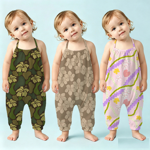 Tutina per Neonati ODM Personalizzata con Stampa Floreale Hawaiana, Body Estivo con Collo all'Americana, Abbigliamento Casual per Neonata - Product Image 1