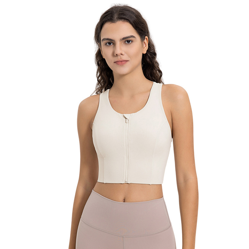 One-Cup Zipper Bra Lightweight Quick-Drying Breathable for Outdoor Sports Fitness Tank Top Ice-Feel DSS109