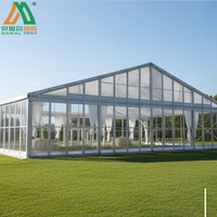 Tente de réception extérieure Baikal pour 200-500 personnes, grand chapiteau blanc à toit transparent, ignifuge, toutes saisons, pour jardin