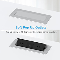 Caja de Conexión Oculta con 3 Tomas de Corriente US + 2 Puertos USB para Escritorio/Mesa de Oficina, Enchufe de Corriente Emergente