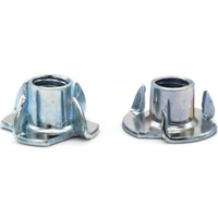 Tuerca en T DIN1624 de 4 Puntas M4 M6, Tuerca de Inserción de Cuatro Garras de Acero Galvanizado con Recubrimiento de Zinc, Clase 4.8, para Muebles y Carpintería