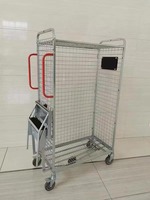 Chariots de manutention pliables à cinq roues en métal galvanisé pour la logistique et le stockage, empilables