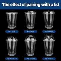 Gobelets en plastique transparent PP jetables personnalisés pour thé à bulles, fond plat, pour café glacé et boissons froides