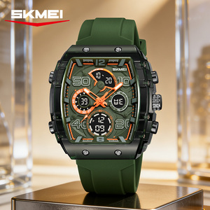 Reloj de cuarzo con logotipo personalizado OEM, caja cuadrada de PC, resistente al agua 3ATM, movimiento japonés, reloj deportivo de silicona para exteriores para hombre - Product Image 1