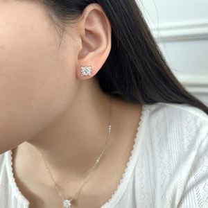Dylam <b>Fine</b> Stylish Rhodium Plated 925 Sterling Silver Non Tarnish 5A Zirconia Snowflake Shape <b>Stud</b> <b>Earrings</b> for Women - Product Image 6