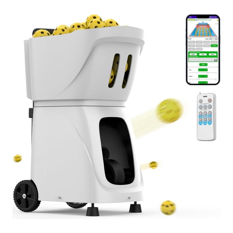 Smart Pickleball Machine Auto Feed 85 Ball Capacity Suitable All Level Players Multiple Serve Modes Pickleball Trainer