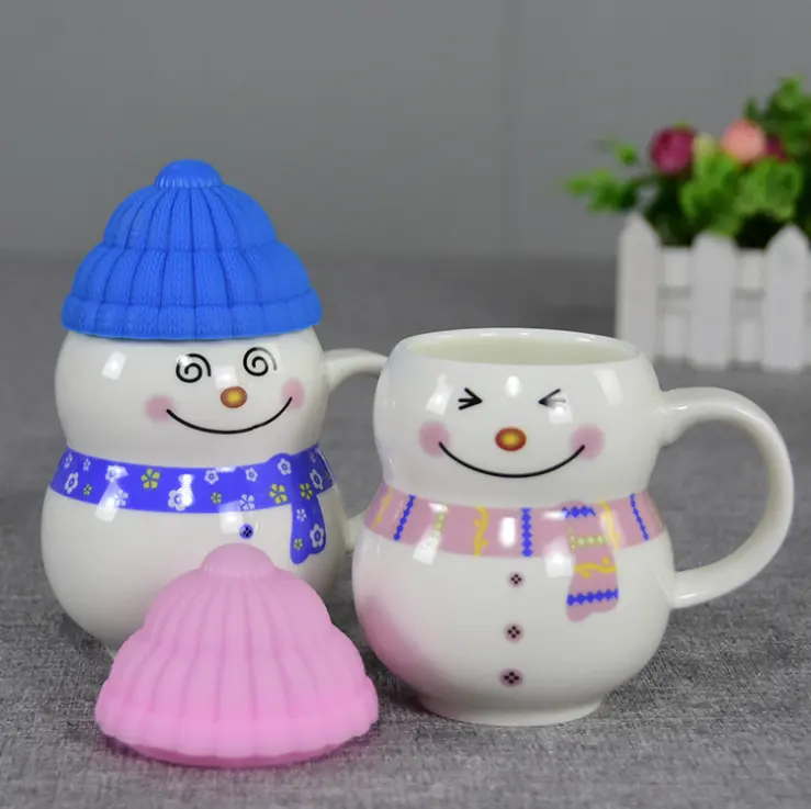 2019 super setembro novo produto presente de natal copo de água dos desenhos animados de cerâmica da água copo de presente do boneco de neve