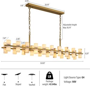 Crystal Rectangular Chandelier for Dining Room and Home <strong>Office</strong> Modern Adjustable Pendant <strong>Light</strong> <strong>Fixture</strong> with LED - Product Image 3