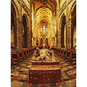 Living Room European Church Building Style Custom Oil Painting Modern Paintings And Wall Arts Decorations Canvas Painting