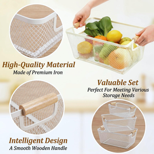 Cesta de Almacenamiento Duradera para Cocina, Diseño Decorativo y Portátil para Frutas, Bocadillos, Botellas y Artículos Diversos - Product Image 4