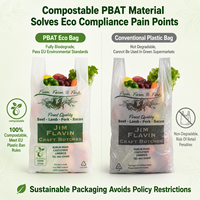 Sacs en plastique biodégradables et recyclables de qualité alimentaire en PBAT avec poignées pour le shopping et l'épicerie, vente en gros