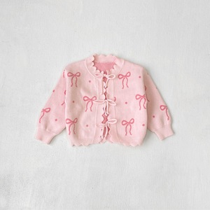 Completo 2 Pezzi Moda Bambina: Cardigan in Maglia Jacquard con Fiocco e Pantaloni, Ideale per Primavera/Autunno - Product Image 6