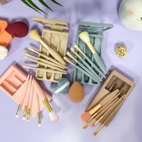 Ensemble professionnel de 5 pinceaux de maquillage synthétiques vegan pour le visage et le correcteur, avec logo personnalisé