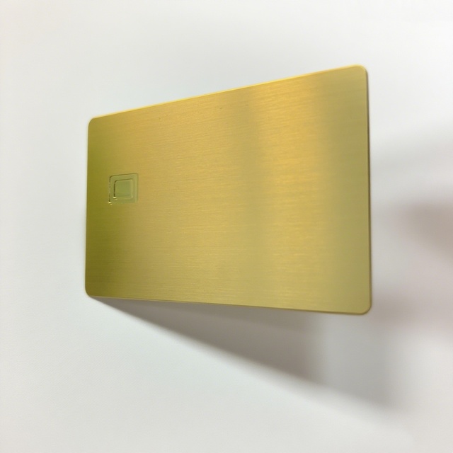 Wholesale Modern Golden Brush Stainless Steel Business Card 4442 Chip Slot Magnetic Stripe Credit Card Laser Marking Nameplate