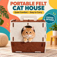 Vente en gros de maison pour chat pliable en feutre, lit portable pour animaux de compagnie, niche confortable pour chat, nid d'intérieur pour chat, OEM ODM personnalisé