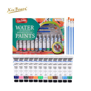Xin Bowen 2024, Pintura Acrílica para Niños, 12 Colores, Pinceles de Plástico, <span class=keywords><strong>Paleta</strong></span> para Lienzo y Papel, Uso Escolar, Juego de 12 ml - Product Image 1