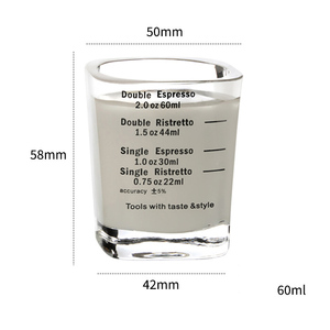 पैमाने के साथ 2 औंस वर्ग मोटी नीचे ग्लास शॉट कप, 60 मिलीलीटर एस्प्रेसो मापने वाला कप कॉफी की दुकान बेकरी थोक के लिए - Product Image 6
