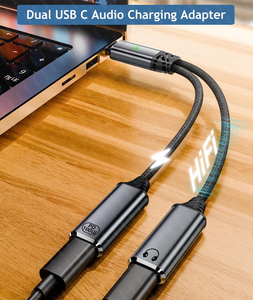 PD100W USB C Audio y divisor de carga Adaptador de carga de audio USB C dual Carga rápida para <span class=keywords><strong>iPhone</strong></span> 1615 Galaxy S24 23 S22 Ultra - Product Image 2