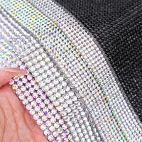 Feuille de strass en cristal de haute qualité 24x40cm, tissu en maille de verre diamanté SS20, grande feuille de strass pour robes de soirée, sacs et projets DIY