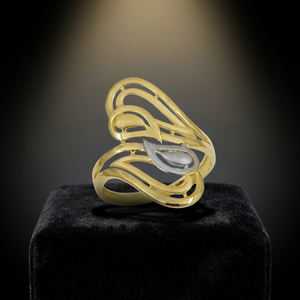 แหวนมันวาวสีเหลืองทองสำหรับผู้หญิงดีไซน์เนอร์22Ct ทำให้ดูเรียบเนียนเหมาะสำหรับชุดเจ้าสาวชุดไปงานปาร์ตี้สวมใส่ในเทศกาล - Product Image 1