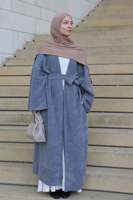 Abaya Hiver 2026 de Haute Qualité, Vêtement Femme Chaud en Laine Tricotée Épaisse, Robe Modeste Musulmane