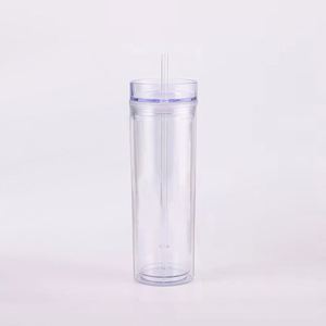 Heavy Duty 16oz Acrylic Double Wall Tumbler with Handle Straw for Construction Site Hydration - Product Image 1