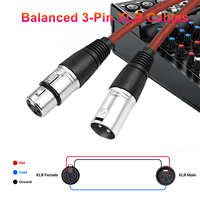 Câble de microphone XLR 6 pieds, lot de 2, mâle-femelle, 3 broches, gaine en PVC, cordons de raccordement DMX pour microphone