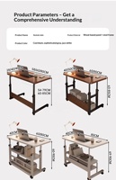 Table de chevet en bois mobile, réglable en hauteur, petit bureau avec roulettes pour chambre à coucher, bureau, étudiants, usage domestique, dortoir, bureau d'ordinateur