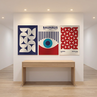 Paket Seni Dinding Cetak Geometris Art Deco Pola Vertikal Bingkai Aluminium Finishing Dapat Dicuci Poster Kanvas yang Dapat Disesuaikan