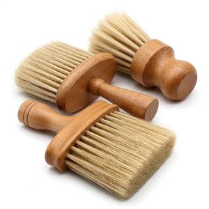 Spazzola professionale per la pulizia del collo del barbiere con manico in legno, setole morbide, per salone, per stilisti, strumento per taglio capelli in legno di faggio - Product Image 1