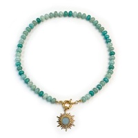 Collier pendentif fait main avec fermoir en or et pierres naturelles multicolores pour femmes