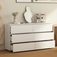 Mobilier de chambre à coucher moderne Grande commode à 6 tiroirs Armoire de rangement en bois blanc Design Grande commode pour le salon