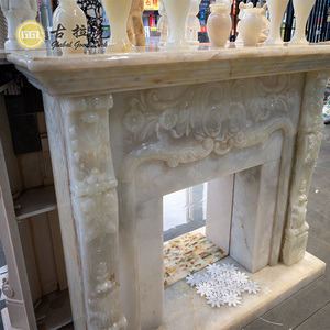 Chimenea francesa <span class=keywords><strong>de</strong></span> mármol envolvente con piedra <span class=keywords><strong>de</strong></span> ónix blanca moderna, repisa prefabricada para uso en sala <span class=keywords><strong>de</strong></span> estar interior, venta directa <span class=keywords><strong>de</strong></span> fabricación - Product Image 4