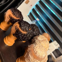 Perruque en cheveux humains 100% Chioma pour boucles pixie, vente flash, 13x4 pour dentelle frontale, noir naturel, longueur étirée 10 pour les personnes noires