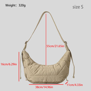 Bolso de Hombro Tipo Hobo Acolchado de Nailon para Mujer, Gran Capacidad, Estilo Casual, Media Luna, Bandolera, Holgado, Moda Urbana, Resistente al Agua - Product Image 5