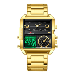 นาฬิกาดิจิตอลมัลติฟังก์ชั่นทรงสี่เหลี่ยมจอแสดงผลคู่ควอตซ์เคลื่อนไหว LED กันน้ำนาฬิกาข้อมือกีฬา - Product Image 3